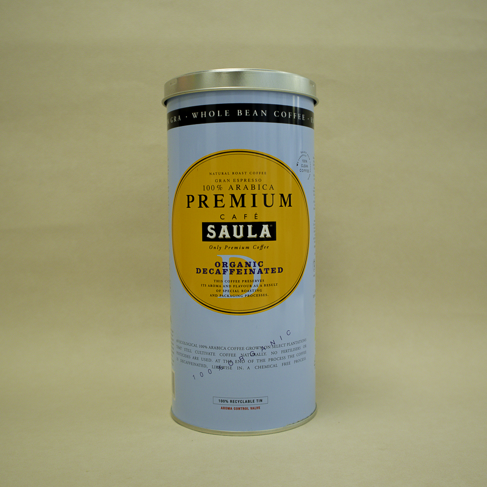 Café Grano Gran Espresso Premium Descafeinado Bio Lata 500g Saula